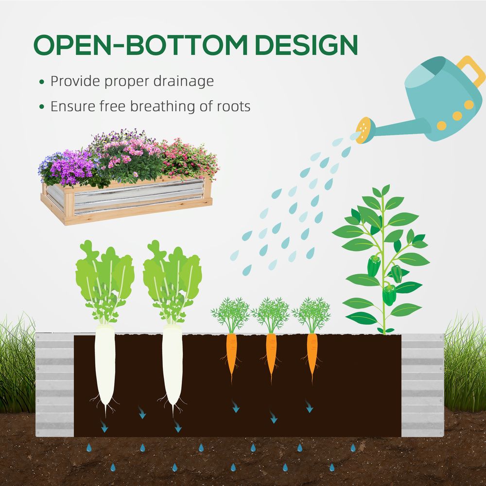Raised Garden Bed with Greenhouse Top, 122x61x81.7cm, Natural Kit