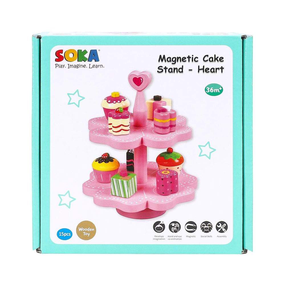 Magnetic Cake Stand - Heart: Charming toy for tea parties, role play, and educational development