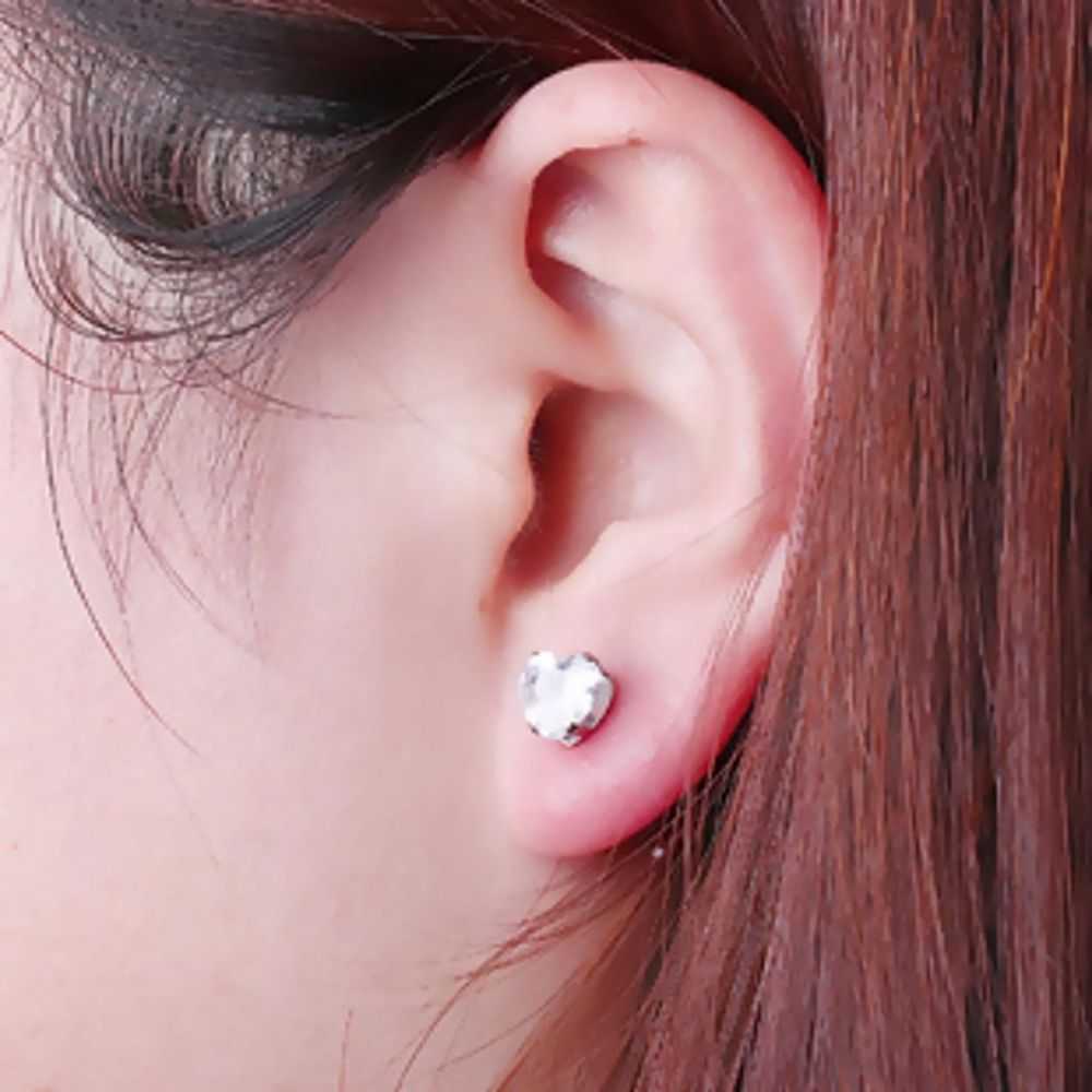 Cubic Zirconia Heart Stud Earrings - Ideal Birthday or Christmas Gift