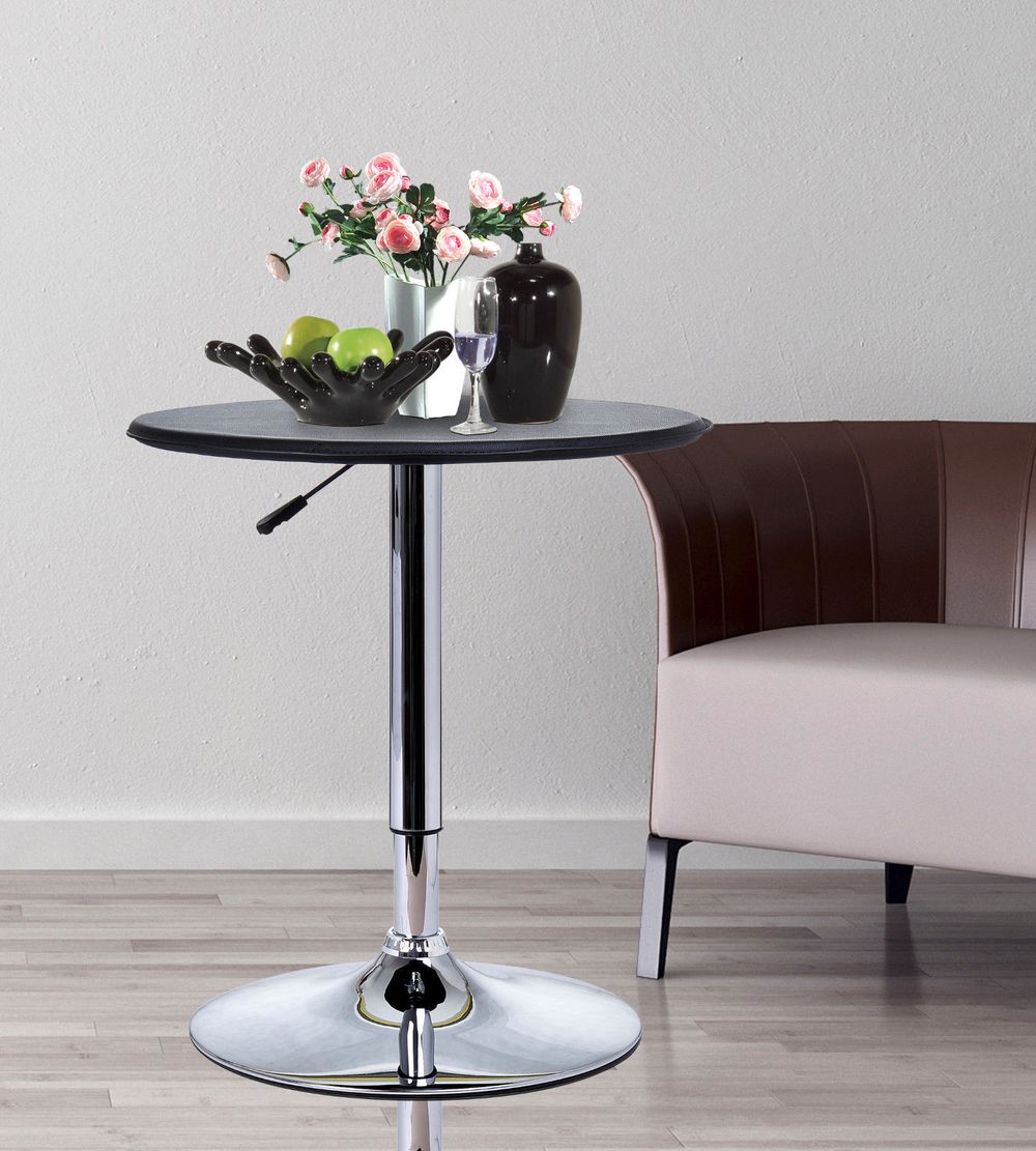 Chrome Steel Adjustable Round Bar Table, Stylish, and Versatile - Addition to Any Room!