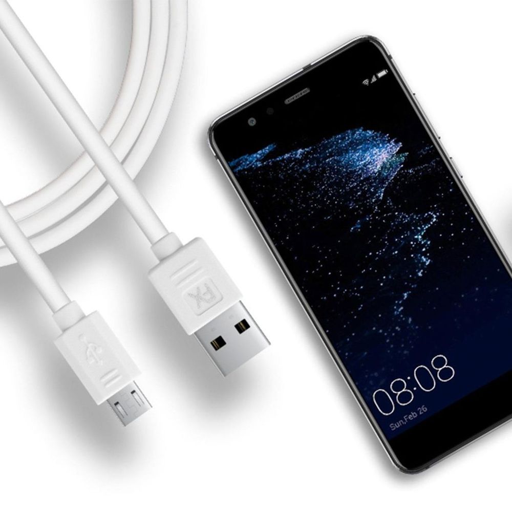 FX USB Data Cable - Fast Charge & Sync - Micro USB - White - Compatible with mobile phone, HTC, Motorola