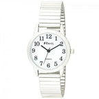 Ladies Bold Number White Dial Expander Bracelet Watch with Bracelet Details