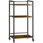 3-Tier Printer Stand, Utility Cart, Rolling Trolley with Adjustable Shelves with Lockable Wheels for Home Office, Rustic Brown