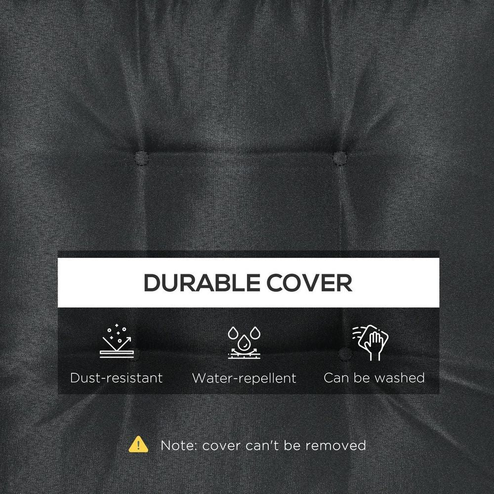 Black Replacement Garden Seat Cushion - 40 x 40cm - Ties - Dining Chair Pad