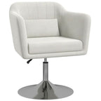 Retro Linen Swivel Chair - Steel Frame - Cushion Seat - Cream White