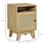 Stylish Nightstand with Rattan Element, Drawer, and Shelf - Durable and Versatile Bedside Table