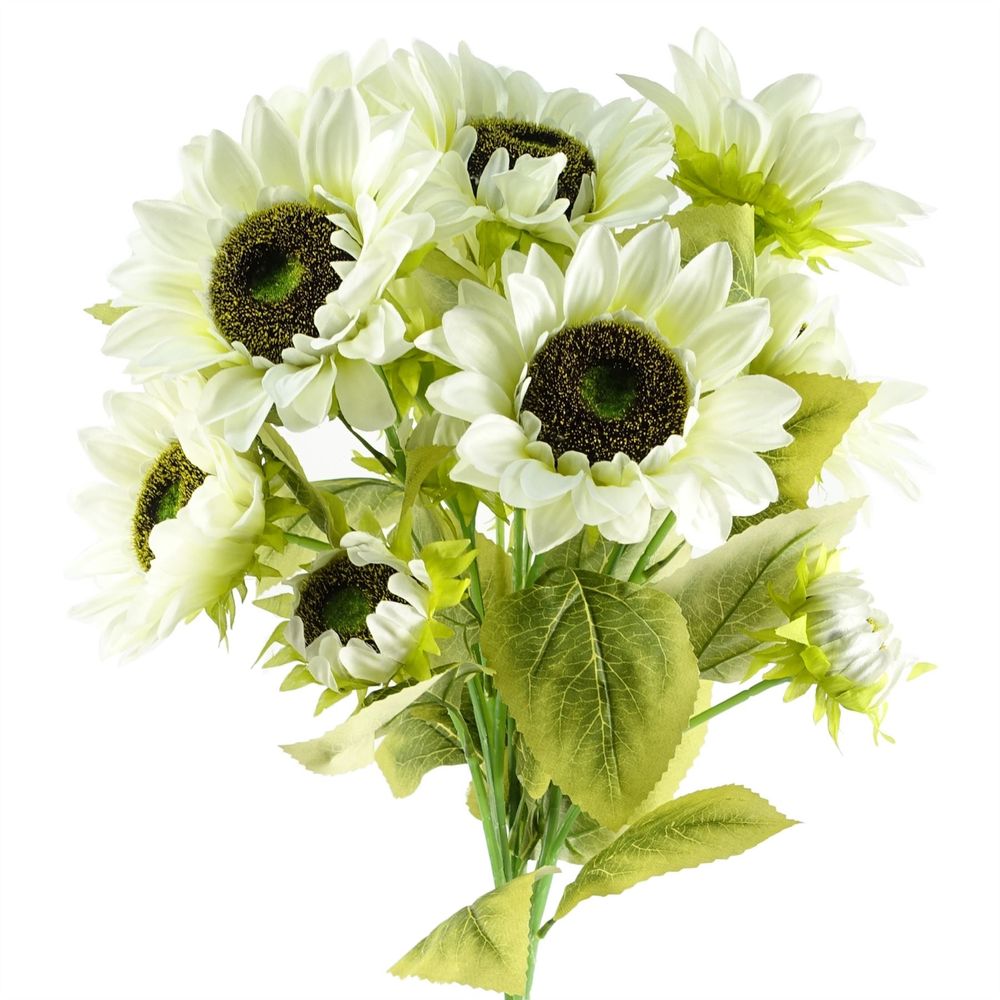 Pack of 6 x 88cm White Artificial Sunflower - 18 heads in White