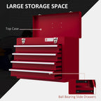Lockable 4 Drawer Tool Chest with Ball Bearing Slide Drawers Red
