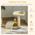 Cat Tree Scratching Scratcher Post Kitten Activity Centre Climber Hanging Ball Beige