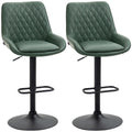 Stylish Bar Stools Set x2, Adjustable 360° Swivel Chairs for Kitchen - Green