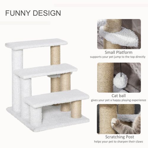 Pet Stair with 4-step Climb Ladder, Scratching Posts