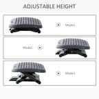 Adjustable Massage Footrest - 3 Position Tilting & Comfort - Home Office Black
