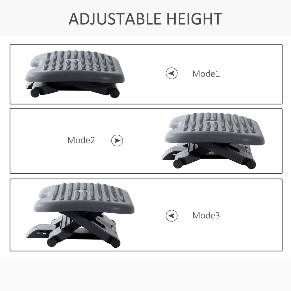 Adjustable Massage Footrest - 3 Position Tilting & Comfort - Home Office Black