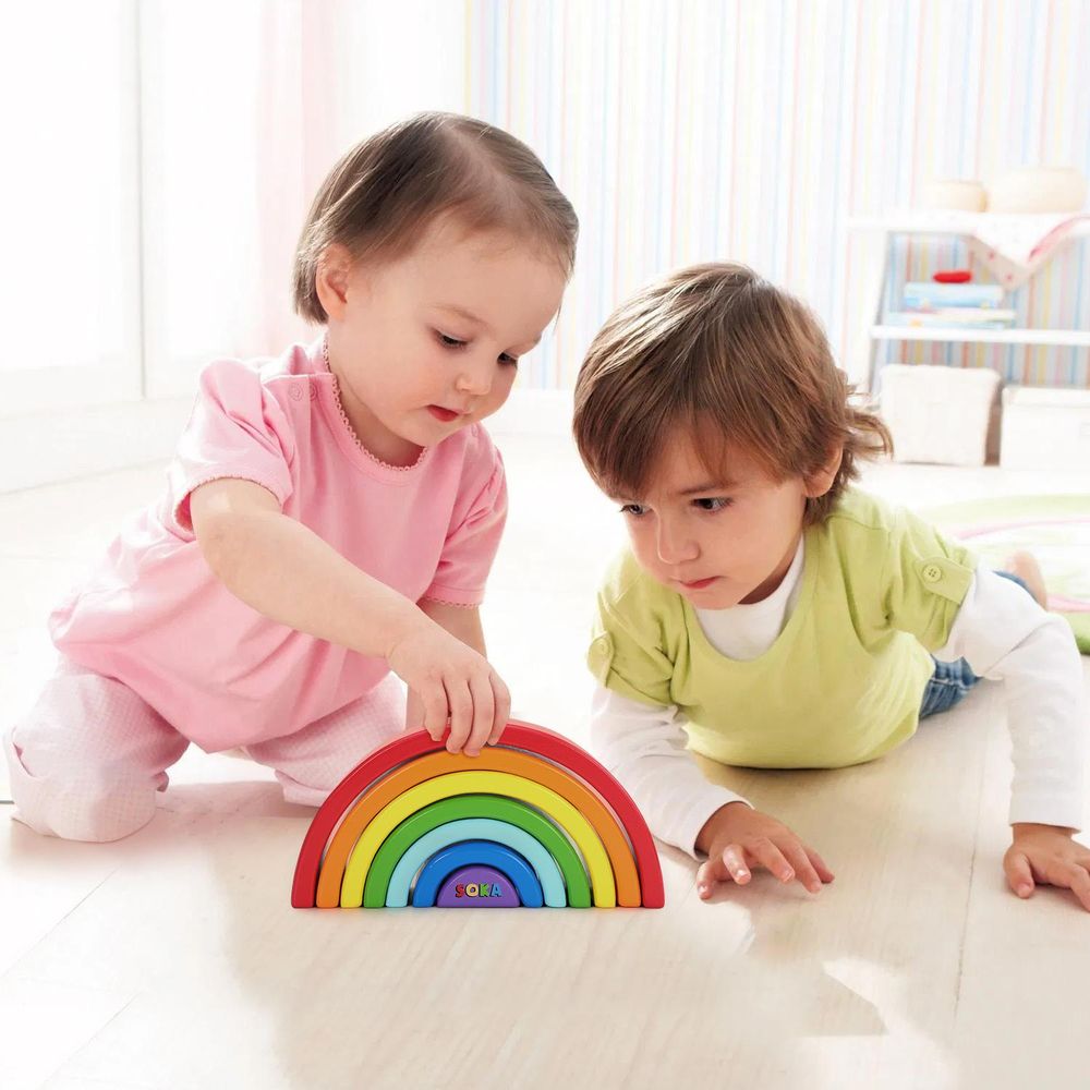 Rainbow Stacker 7pcs - FUN EDUCATIONAL TOY - Develops motor skills, inspires creativity - Ideal gift for Boys and Girls - Ages 3+