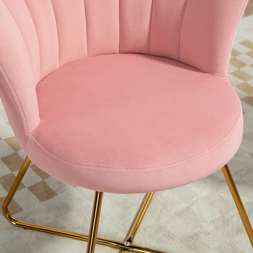 Accent Chair, Velvet Armchair with Lotus Backrest, Steel Legs
