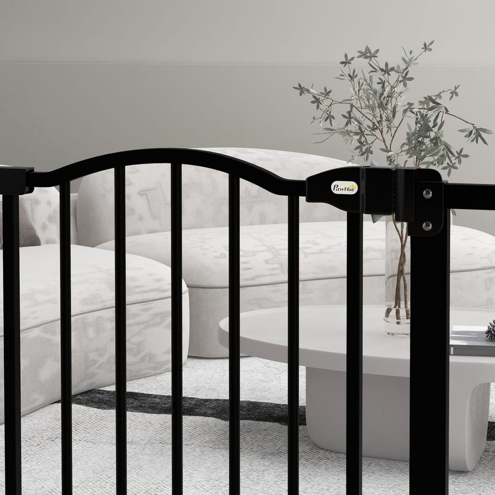 Pet Gate - Adjustable Metal Safety Barrier, Auto-Close, 74-80cm, Black