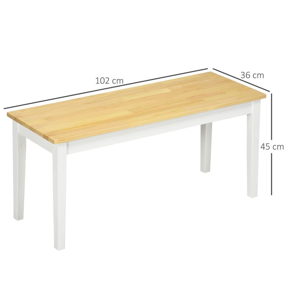 Pine Wood Dining Bench - Natural Finish, Seats 2 - Versatile & Durable