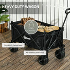 Foldable Garden Cart, Outdoor Utility Wagon with Carry Bag, Black