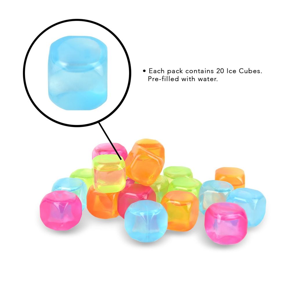 Multi-Packs Frozen Cold Drink Freezer Chilled Reusable Fast Freeze Water Filled Ice Cubes for Drinks - Ideal for BBQ Parties, Summer Picnics or General Use - Multicoloured