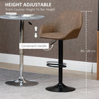 Swivel Barstools: Set of 2, PU Leather, Steel Brown