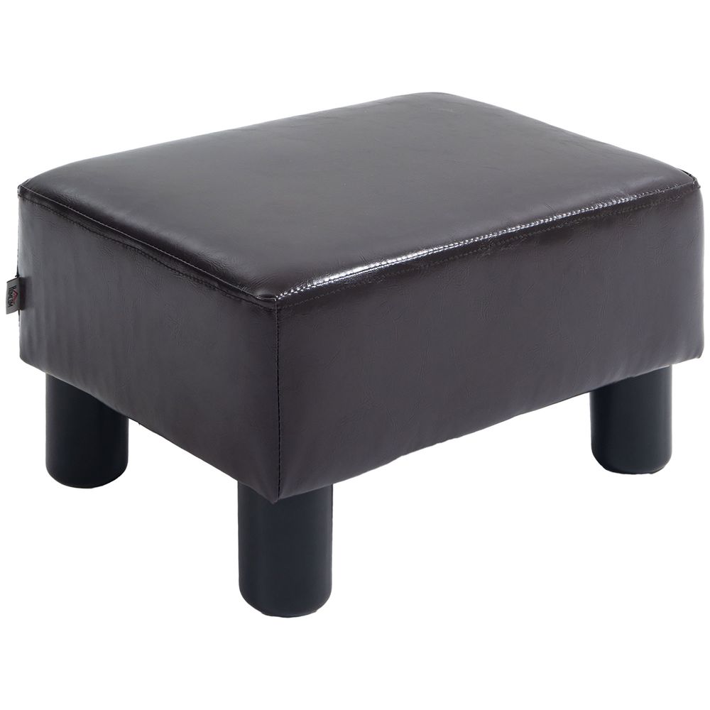 Chic Linen Fabric Footstool Ottoman Cube with 4 Plastic Legs Brown Dark Brown