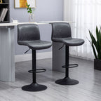 PU Leather Bar Stool Set of 2 - Adjustable Retro Swivel