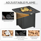 Gas Firepit Table - 50,000 BTU - Protective Cover - Spark Guard