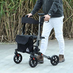 4 Wheel Rollator Walker, Adjustable Mobility Walker with Bag, Silver