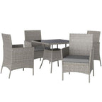 Rattan Outdoor Dining Table and Chairs for 4, Light Grey