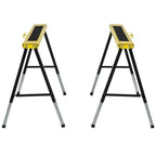2PCS Saw Horse Twin Pack Folding Workbench Adjustable Metal Trestle Stands with Non-Slip EVA Surface for Sawing Work Max Load 100kg