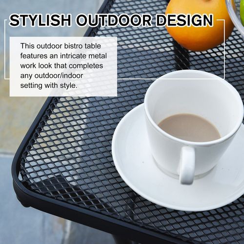 Metal Patio Bistro Table - Square 45cm, Black