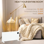 2000W Electric Convector Heater, Quiet Space Heater with LED Display, White