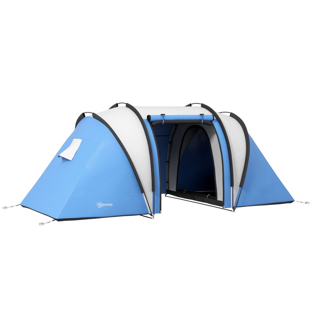 2 Bedroom Camping Tent with Living Area, 3000mm Waterproof Blue