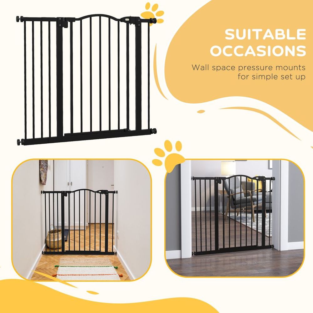 Adjustable Metal Pet Gate - Auto-Close, Black
