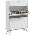 Slim Shoe Storage Cabinet with Flip Drawers for Entryway, Hallway, White