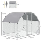 Walk In Chicken Run Galvanised Chicken Coop Hen Poultry House Cage Rabbit Hutch Pet Playpen Garden with Water-Resist Cover, 2.8 x 1.9 x 2m