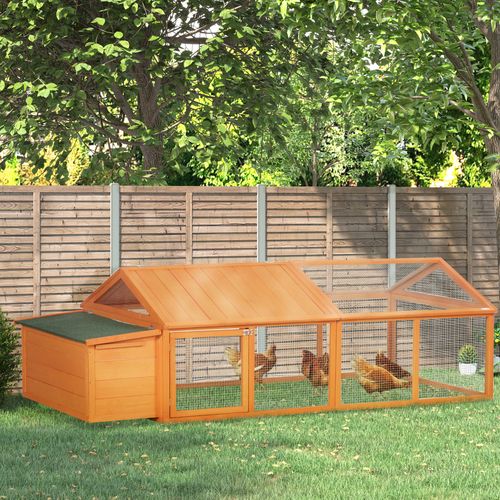 Wooden Chicken Run with Nesting Box, Openable Roof for 4-8 Chickens Ducks