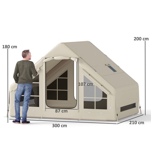 Inflatable Camping Tent with Pump, 2-4 Person Glamping Tent
