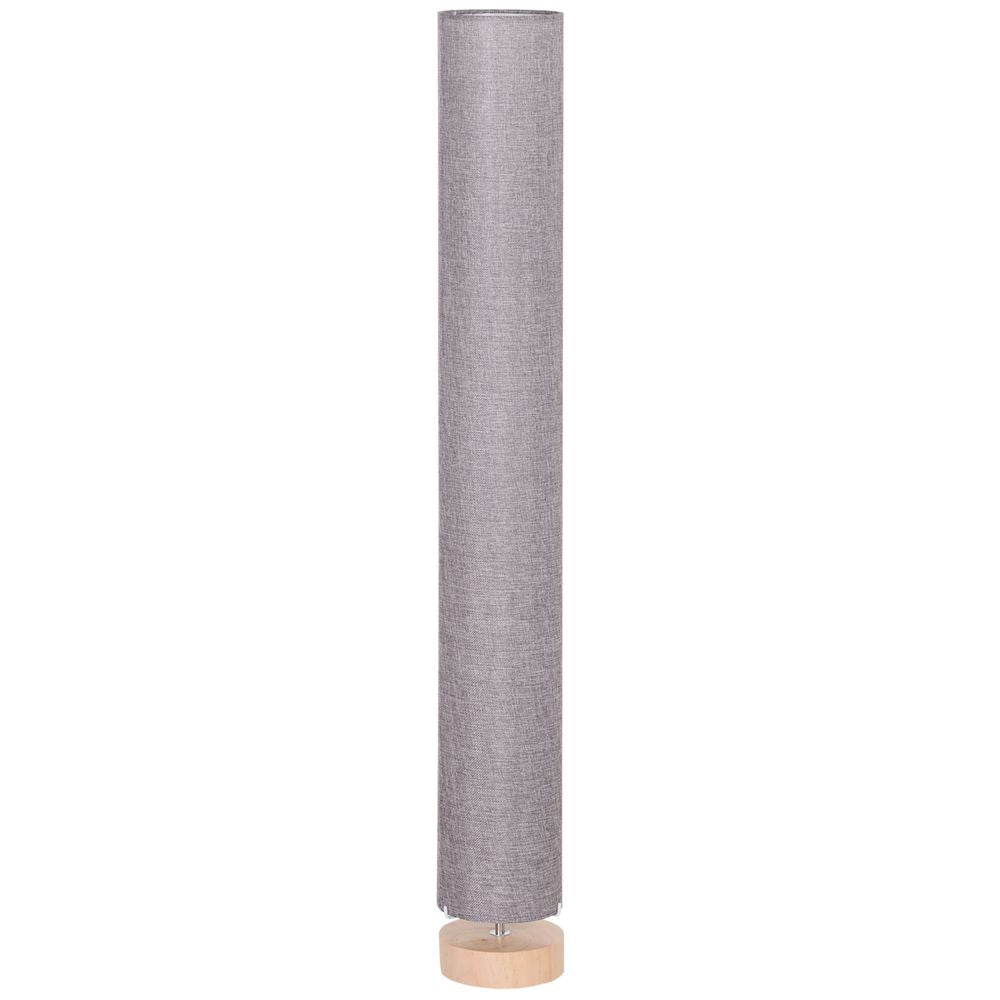 120H cm Wooden Base Floor Lamp W/Linen Fabric-Grey