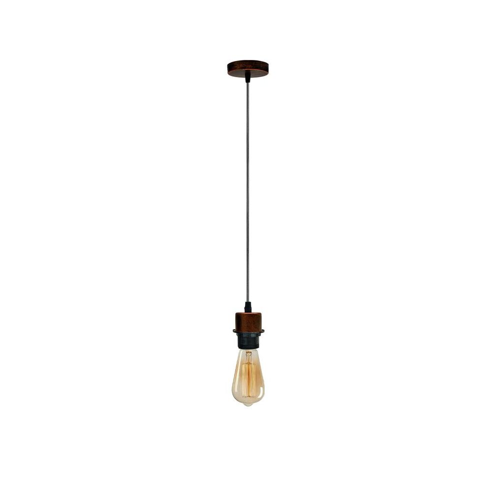 Industrial Rustic Red Pendant Light Fitting - Addable Lampshade - E27 Holder - UK Compatible - PVC Cable