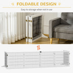 Freestanding Pet Gate, 6 Panel Foldable Playpen, Wooden Dog Gate with 2 Support Feet, for Stairs, Doorway - White