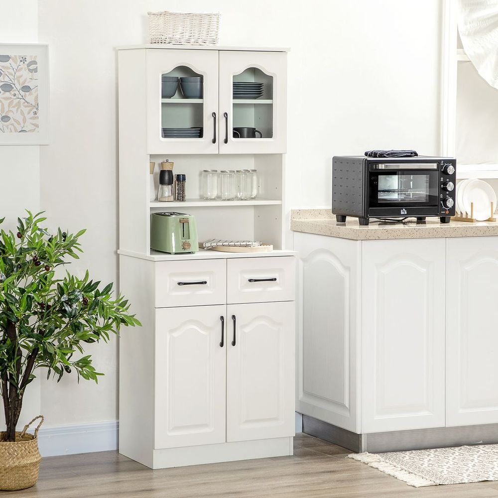 168cm Kitchen Cupboard Storage Cabinet - Shelves & Drawers - White