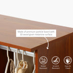 Walnut Open Wardrobe - Clothes Hanging Rail - Organizer