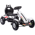 Kids Pedal Go Kart - Adjustable Seat, Inflatable Tyres, Handbrake - White