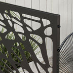 6.5FT Metal Outdoor Privacy Screen Panel with Stand, Twisted Lines