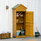 Wooden Garden Storage Shed Tool Cabinet - Lockable Doors, Weather-Resistant - 191.5x79x49cm