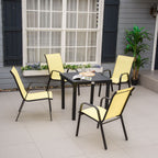 Outdoor Dining Chair Set - 4 Pack Beige w/ High Back Armrest
