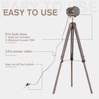 65L Wood/Bronze Tripod Floor Lamp - Adjustable Height & Shade - Stylish Home Decor