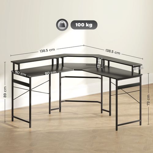 L Shaped Desk Corner Computer Desk with Monitor Stand, Black