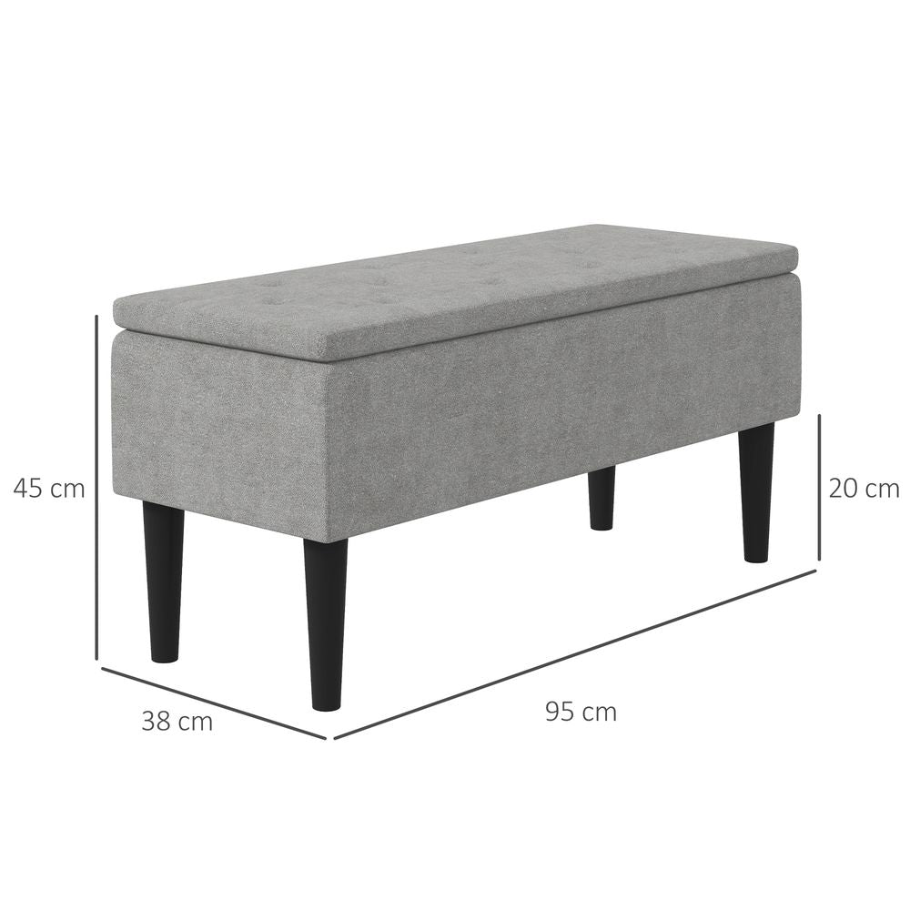 15" Ottoman Storage Box - Wood Legs - 47L Capacity - Grey